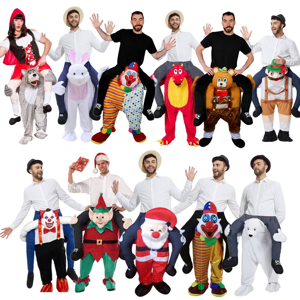 Party Shoulder Costume Ride Me Santa Claus Clown Costumes For Birthday Party Teddy Bear Mascot Christmas Halloween Activity Adult Size Animal Halloween