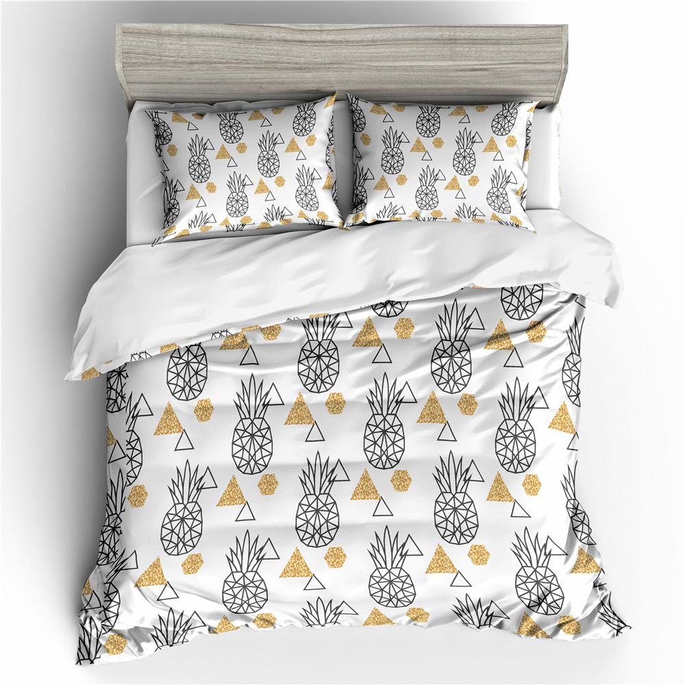 Pineapple Bedding Geometric Duvet Cover Set Printed White Pineapple Bedding Geometric Duvet Cover Set Printed White Black Au Us Ru Size 1 Pillow King Comforter Matelasse