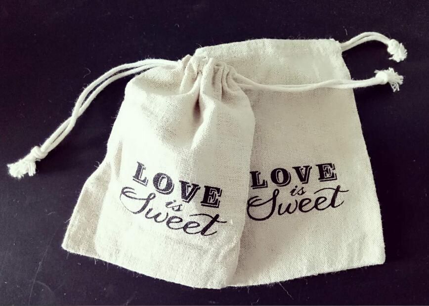 Clearance Sale Linen Candy Bag Love Is Sweet Wedding Favor Gifts