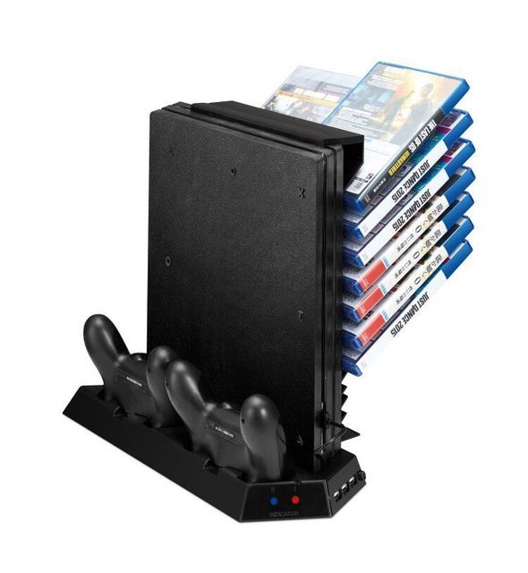 vertical stand for ps4 pro console cooling fan controller charging
