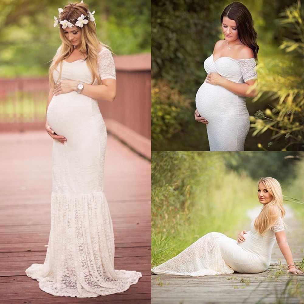 2019 Maternity Photography Props Maternity Dresses Plus Size Lace