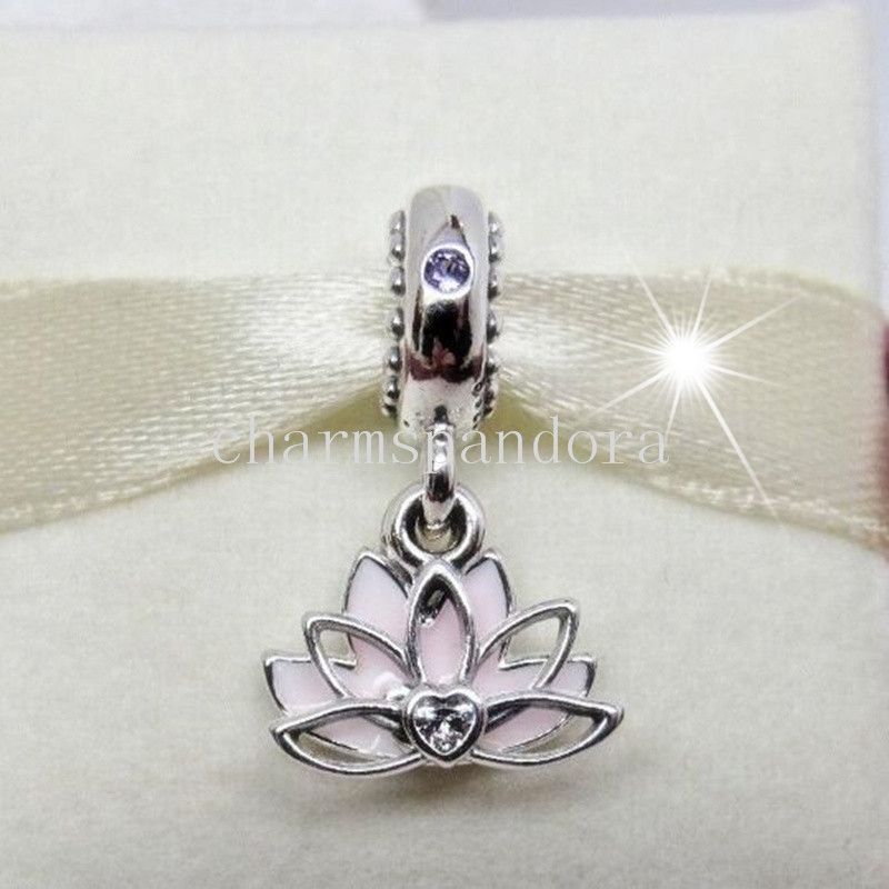 Bijoux De Mode En Argent Sterling 925 Serein Lotus Fleur Pendante Balancent Perle Fit Européen Pandora Charm Bracelet Collier