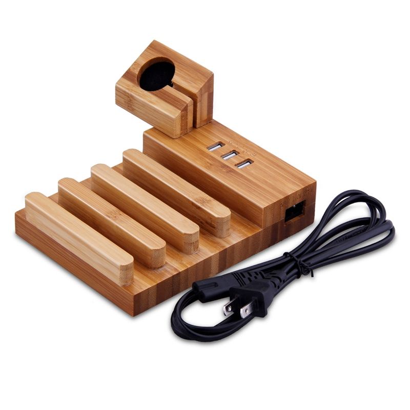 Bamboo Wood Usb Charging Station Desk Stand Charger 4 Ports For Bamboo Wood Usb Charging Station Desk Stand Charger 4 Ports For Iphone X 8 Plus Apple Watch 3 42mm Ipad And Tablet Pc Cell Phone Pads