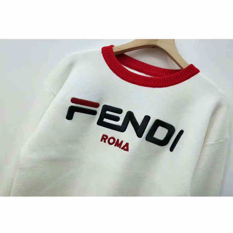 2020 Women Brand F Letter Round Neck Long Sleeve Sweater Pullover ...