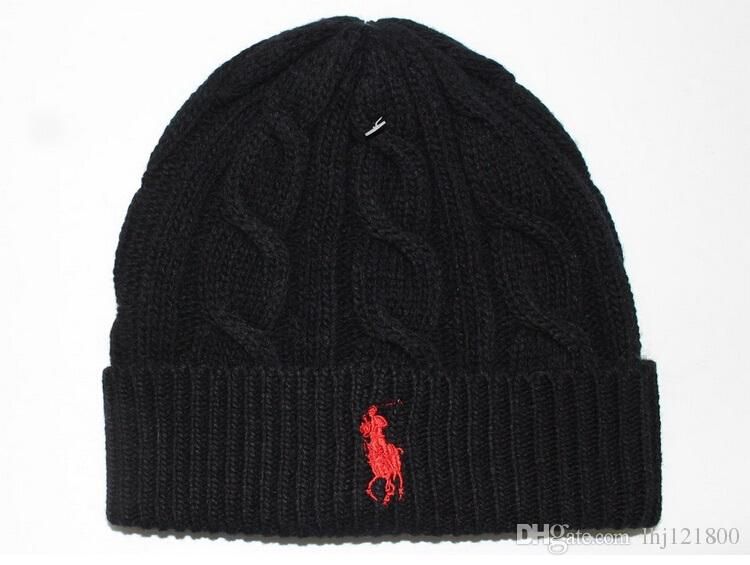 black and red polo beanie