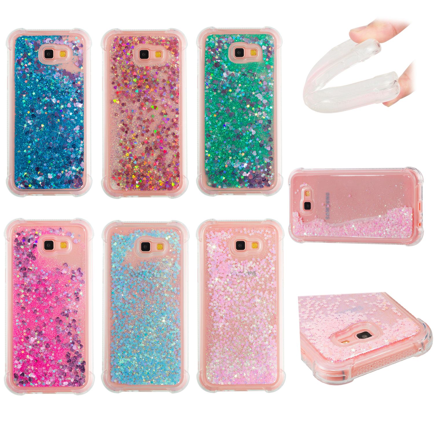 Hüllen Selbst Gestalten Quicksand Moving Bling Glitter Gestalten Quicksand Moving Bling Glitter Schwimmdynamik Flüssigkeit Transparent Fall Drop Proof Shell Für Samsung Galaxy A8 2018 A8 Plus A3 A5 A7 2017