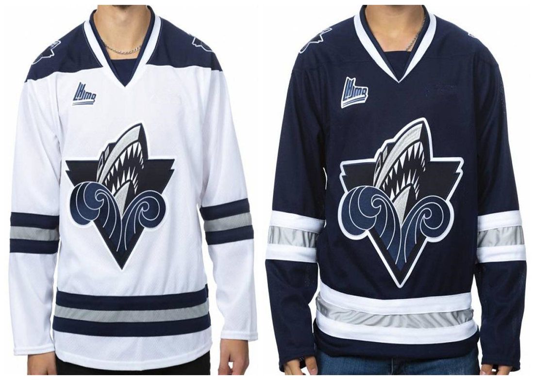 2019 Rimouski Oceanic White Navy Blue Retro Ice Hockey Jersey Mens
