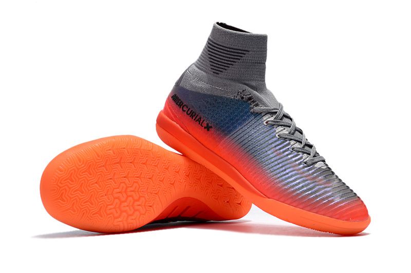 orange and grey soccer cleats
