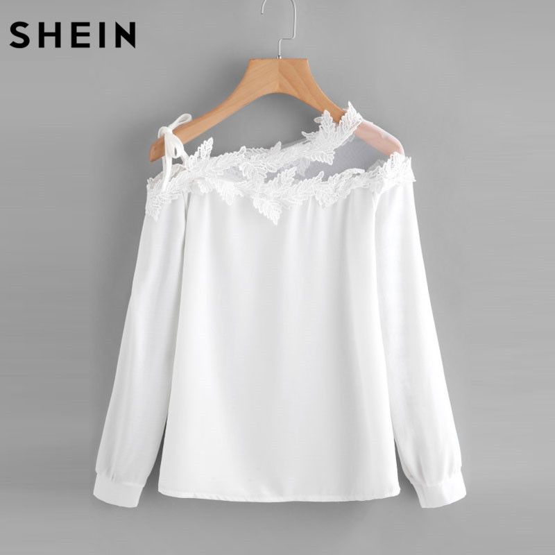2019 cold shoulder contrast lace applique t shirt 2019 cold shoulder contrast lace applique t shirt