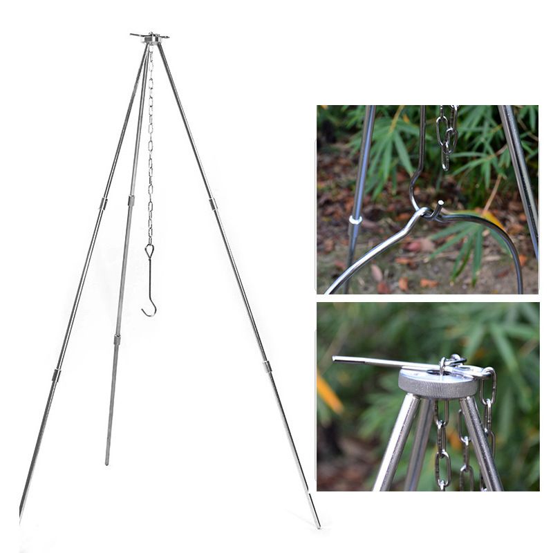 Portable Outdoor Cooking Tripod Cooker Camping Picnic Hanging Pot