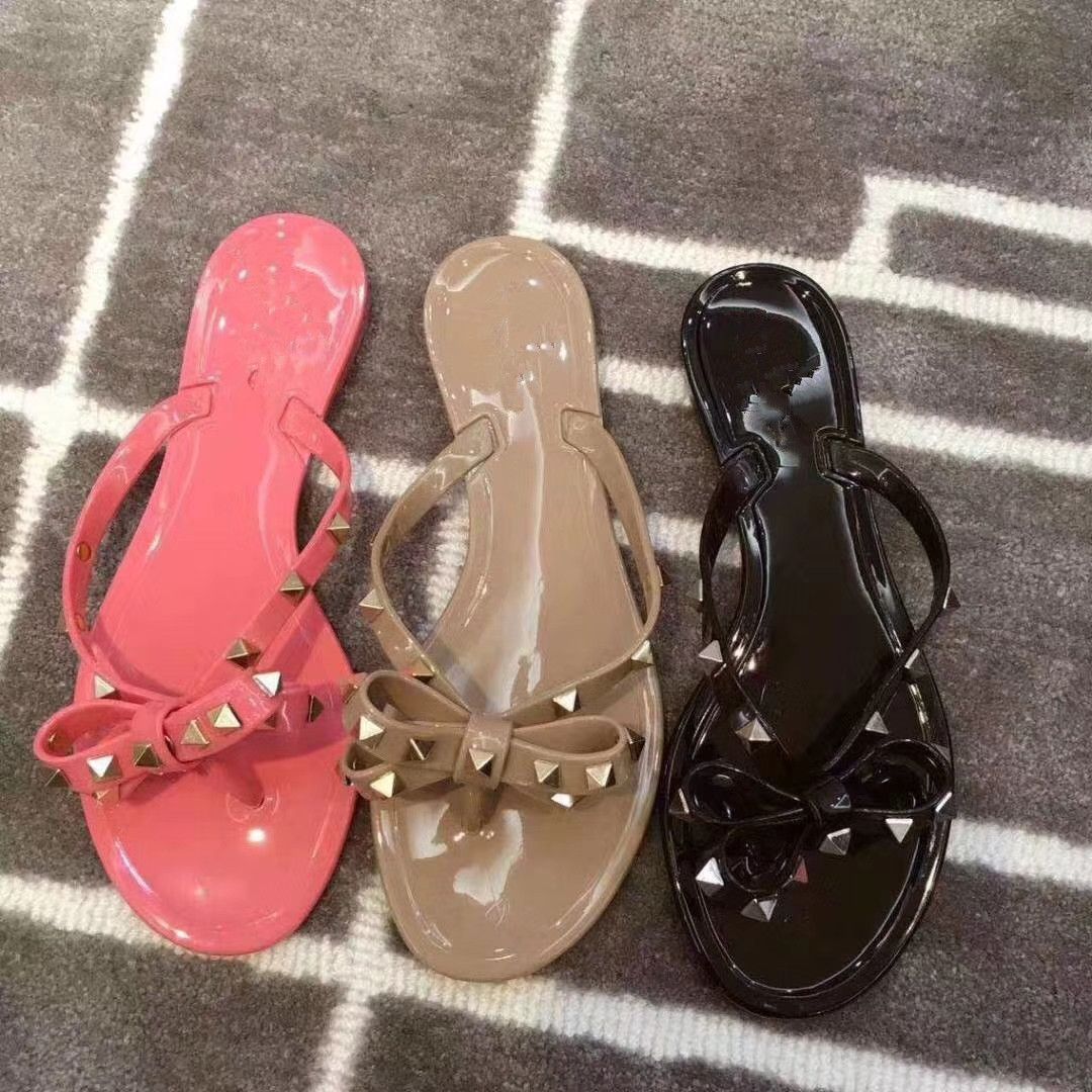 bow flip flops jelly