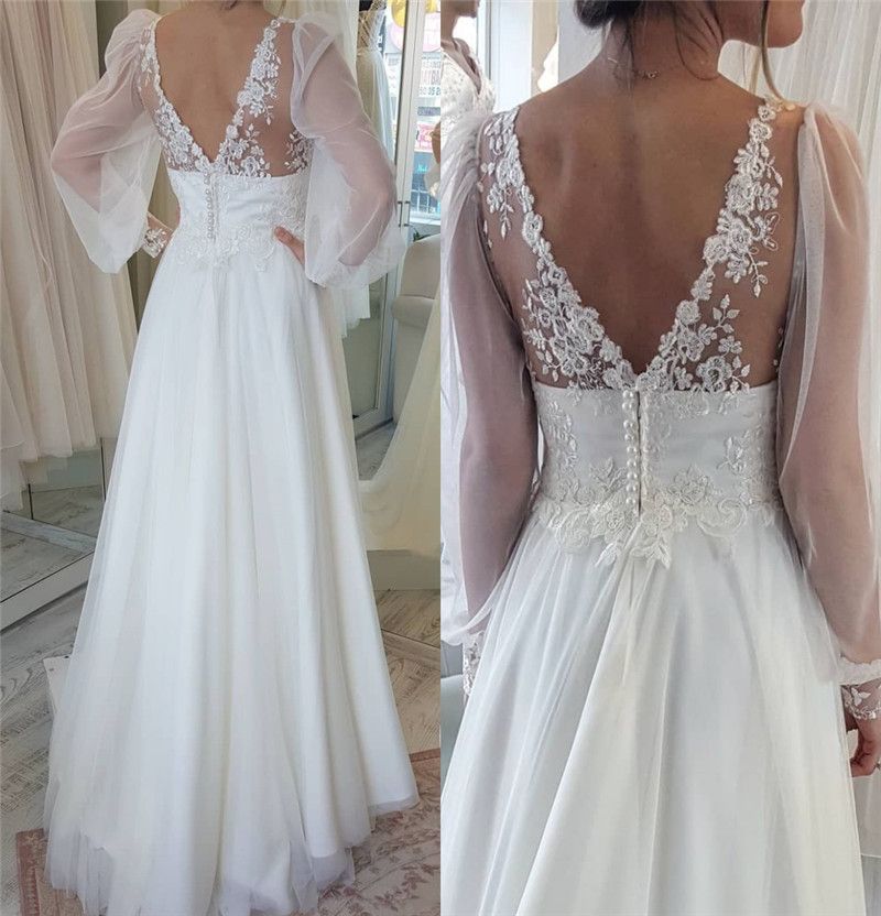 Discount Modest Plus Size Boho Beach Wedding Dresses 2018 A Line V