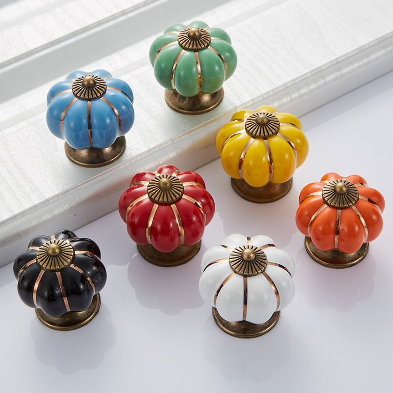 2019 Vintage Furniture Handle Pumpkin Ceramic Door Knobs Cabinet