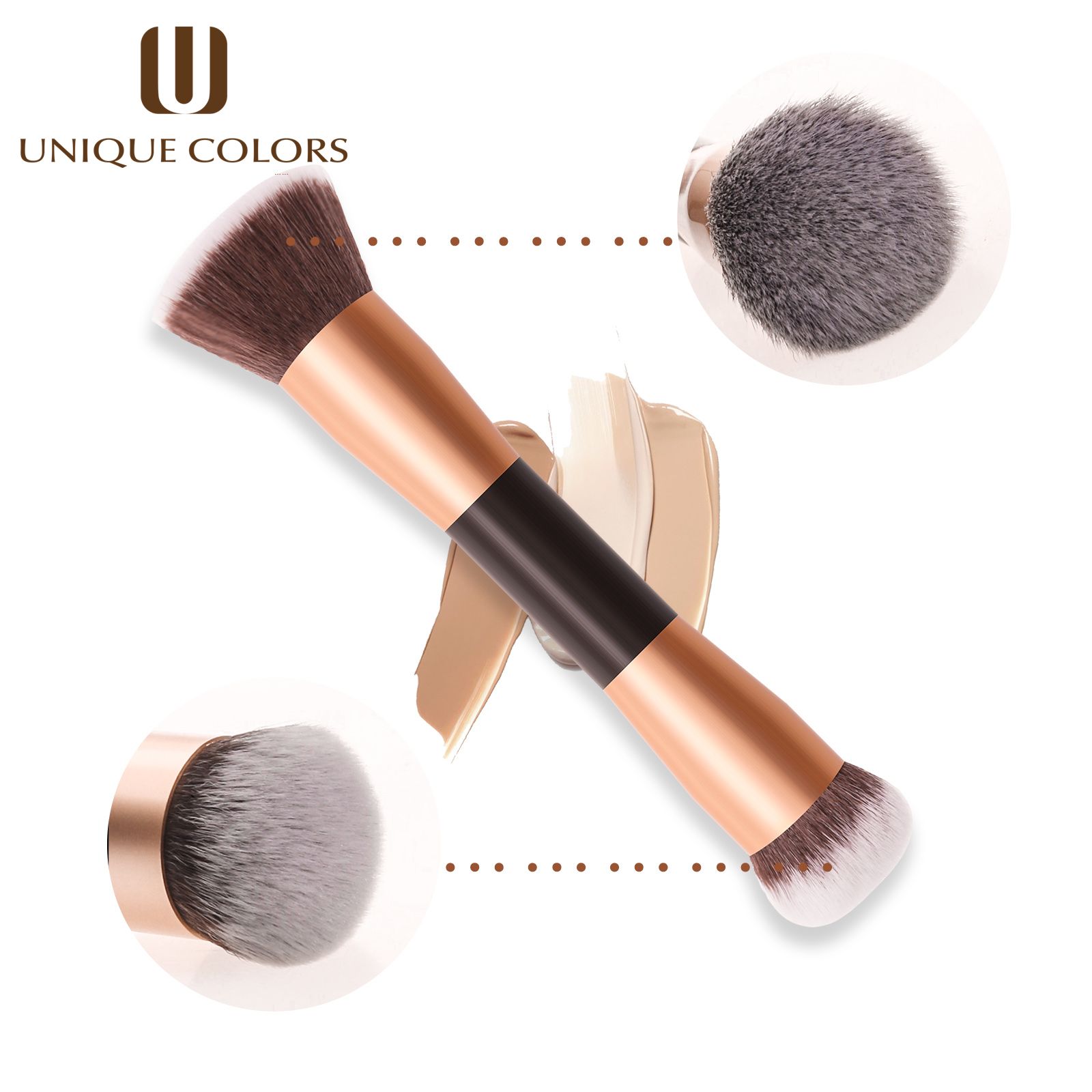 UNIQUE COLORS Multi Function Double Sided Makeup Brushes Wood Handle Cosmetic Foundation Powder
