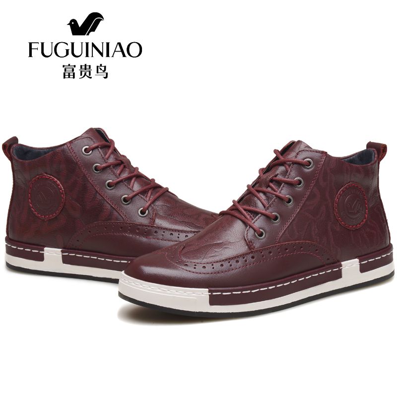 Casual D Brogue Mâle Bottes Hiver Véritable Cuir Fourrure De Luxe Peluche Hombre Marque Hommes Cheville Botte Mode Homme En Botas Chaussure P8wOnX0k
