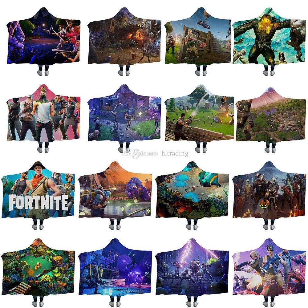 game fornite cloak blankets 3d fortnite battle royale printed sherpa hooded blanket winter warm plush cloaks cape mat 26 styles c5447 totes kids rain poncho - fortnite free 26
