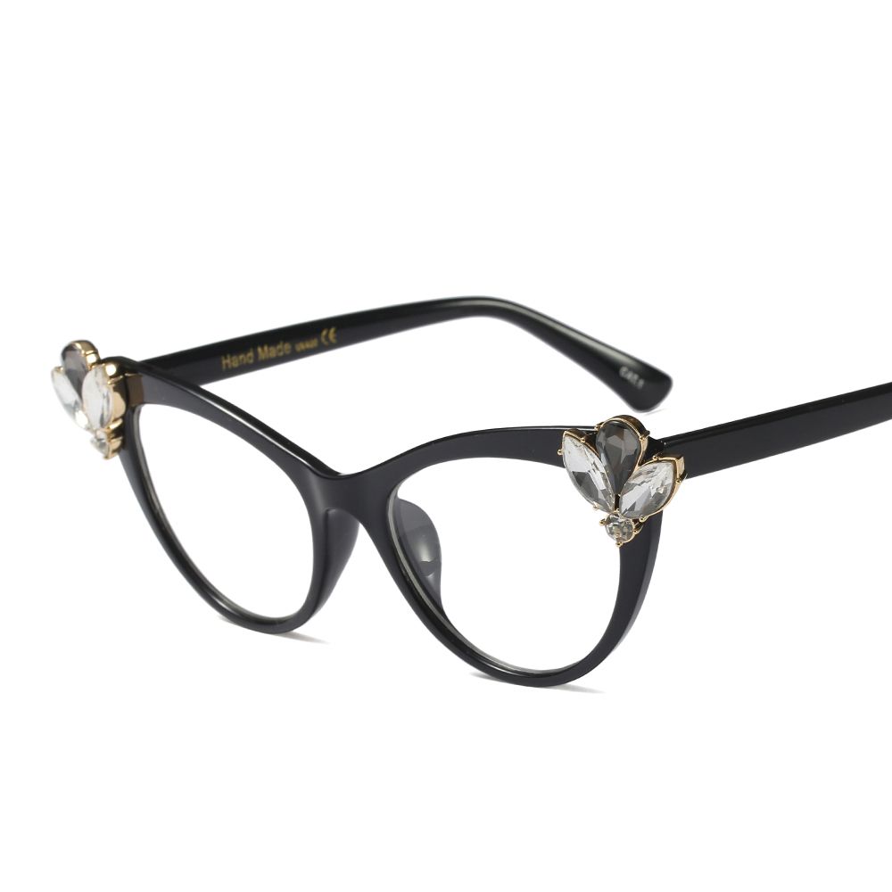 2020 Rhinestone Cat Eye Glasses Frames For Women Brand Designers Sexy