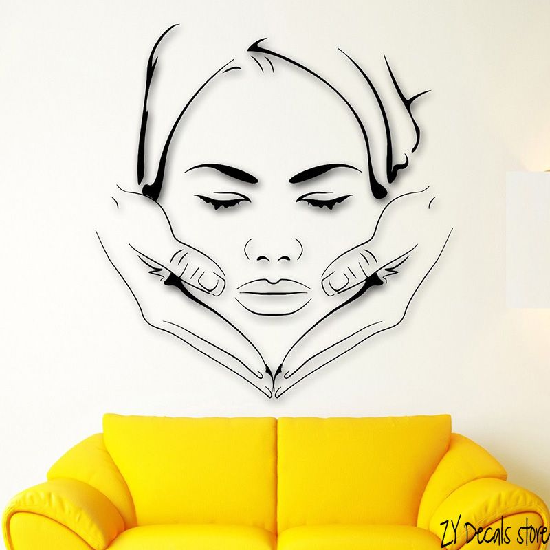Massage Spa Wall Decals Face Makeup Sticker Y Girl Beauty Salon Art Mural Removable Home Decoraiton Decor L376
