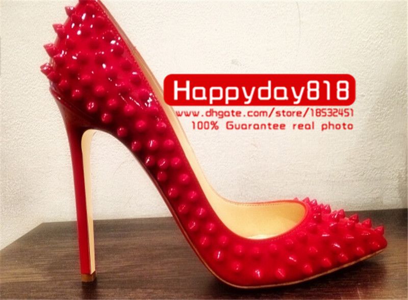 red studded pumps