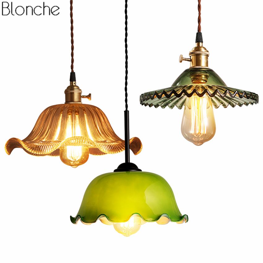 Vintage Pendant Lights Colorful Glass Hanglamp Flowers Led E27 Vintage Pendant Lights Colorful Glass Hanglamp Flowers Led E27 Hanging Lamp For Restaurant Kitchen Home Lighting Fixtures Decor Modern Pendants