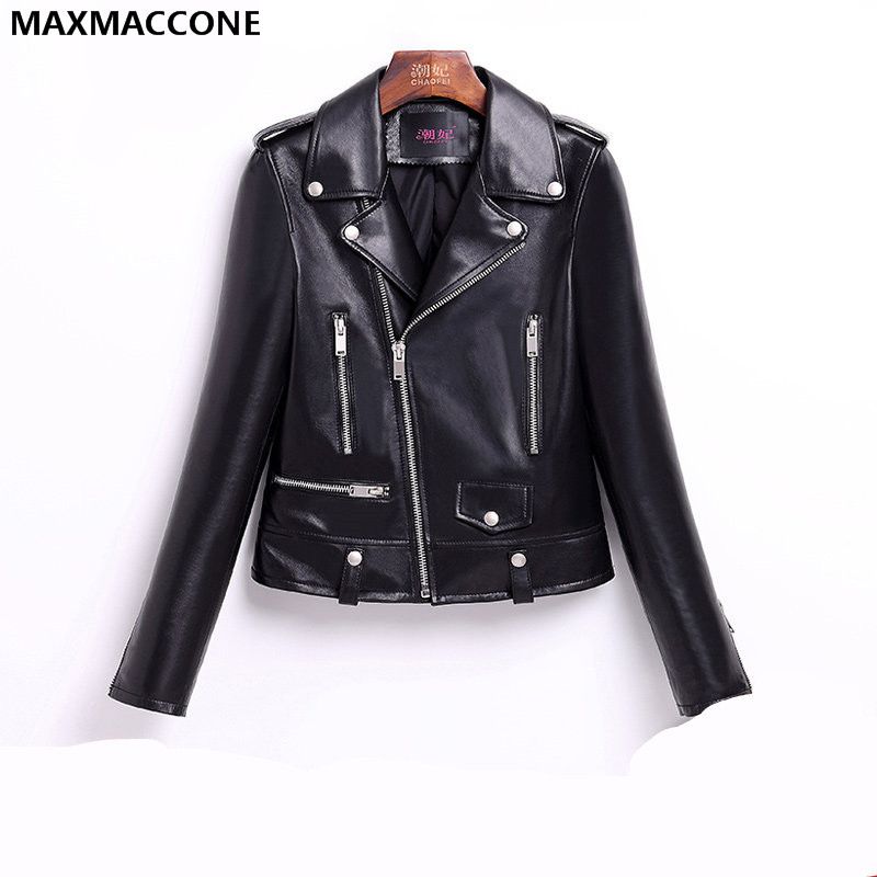 2018 Black Genuine Leather Motorcycle Jacket Women Diagonal 2018 Black Genuine Leather Motorcycle Jacket Women Diagonal Zipper Female Slim Fit Real Sheepskin Biker Coat Xl From Zhusa 260 85 Dhgate Com