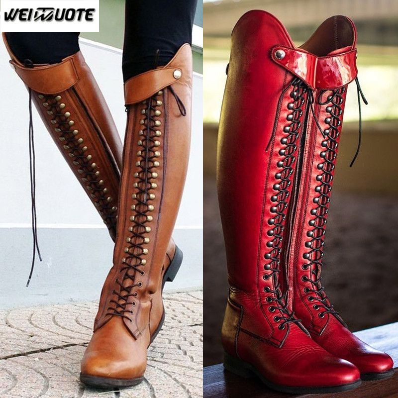 knee high lace up riding boots