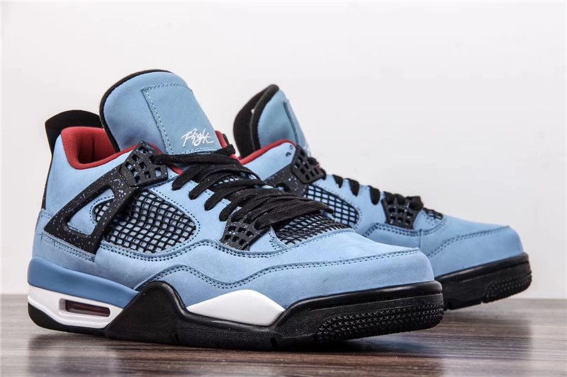 Travis 2018 New Release 4 Houston 4S Cactus Jack IV Blue Basketball Shoes Limited Sneakers 
