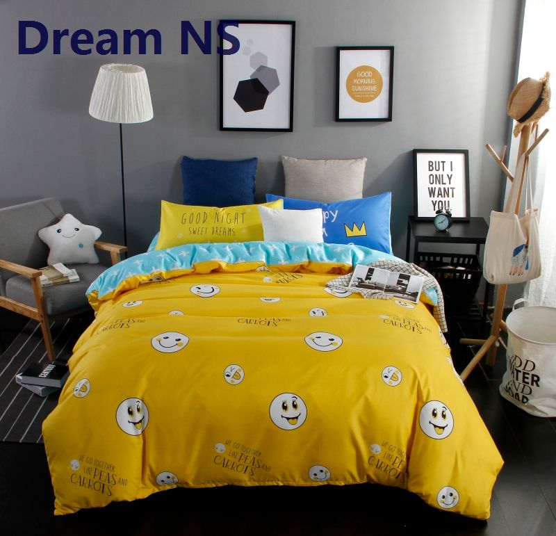 Ahsnme Cute Smile Blanket Covers Set Bright Yellow Blue Duvet Cover Ahsnme Cute Smile Blanket Covers Set Bright Yellow Blue Duvet Cover King Queen Size Bedding Unique Pillowcase Bedsheets Boys Sports Toddler