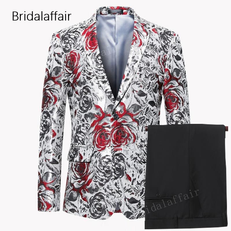 2019 Kuson Suits Men S Singers Perform Stage Show Fashion Red Floral