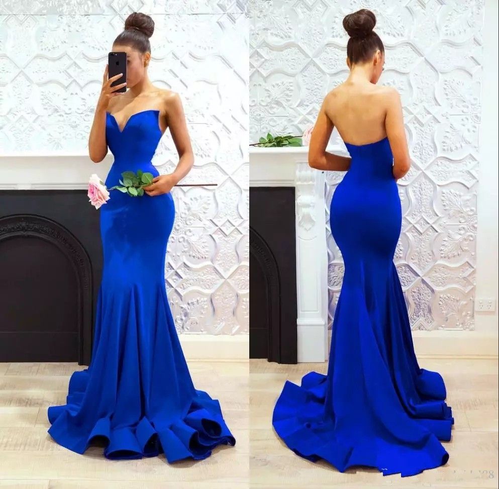 Simple Long Mermaid Bridesmaid Dresses 2018 Sweetheart Zipper Backless