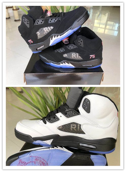New 5 V Paris Low 5s 75 Black White Men Basketball Shoes Sports Sneakers Trainers Cheap Good 
