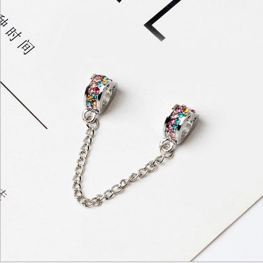 20PCS Heart European CZ Crystal Charm Silver Spacer Beads Fit Necklace Bracelet