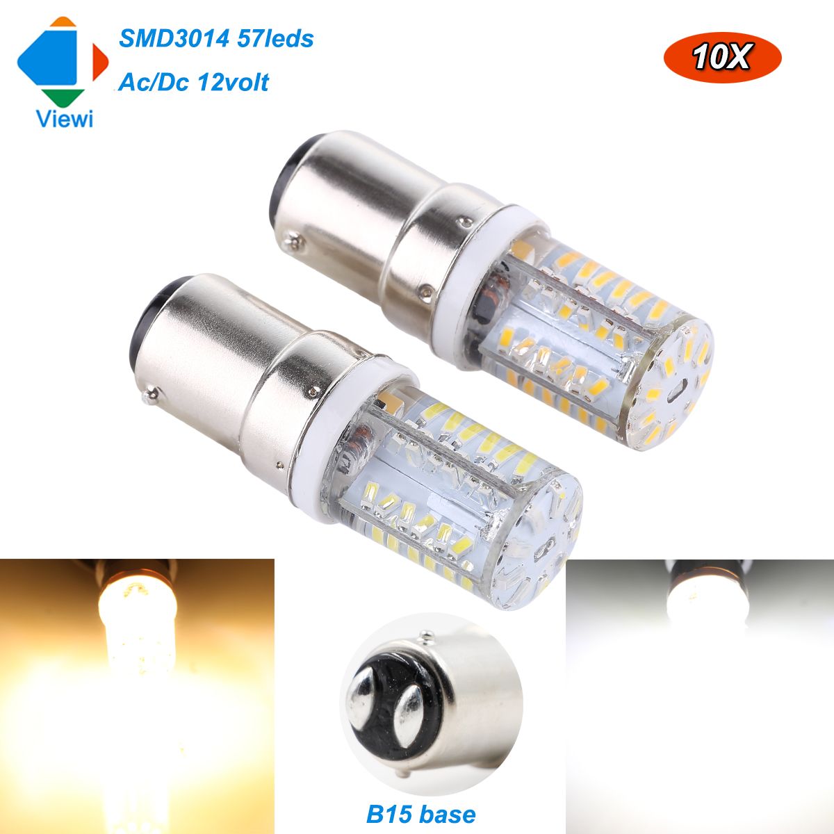 Viewi 10x 12v Led Bulb Light B15 Super Bright 3014 57 Leds 2w 25 Viewi 10x 12v Led Bulb Light B15 Super Bright 3014 57 Leds 2w 25 Watt Equivalent 220 Lumens Silicone Mini Bulbs Lighting Lamps Filament E27