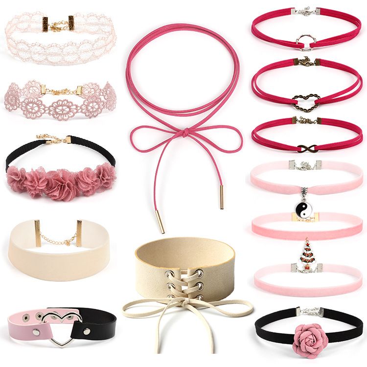 pink choker necklace