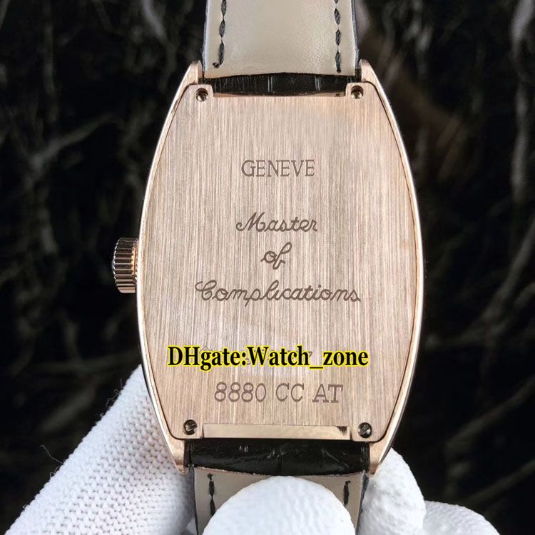 Nova Horário Crazy 8880 CH 5Ne Color Dreams Automático Dial Branco Mens Relógio Rose Gold Case Strap de couro Gents Sport Watches