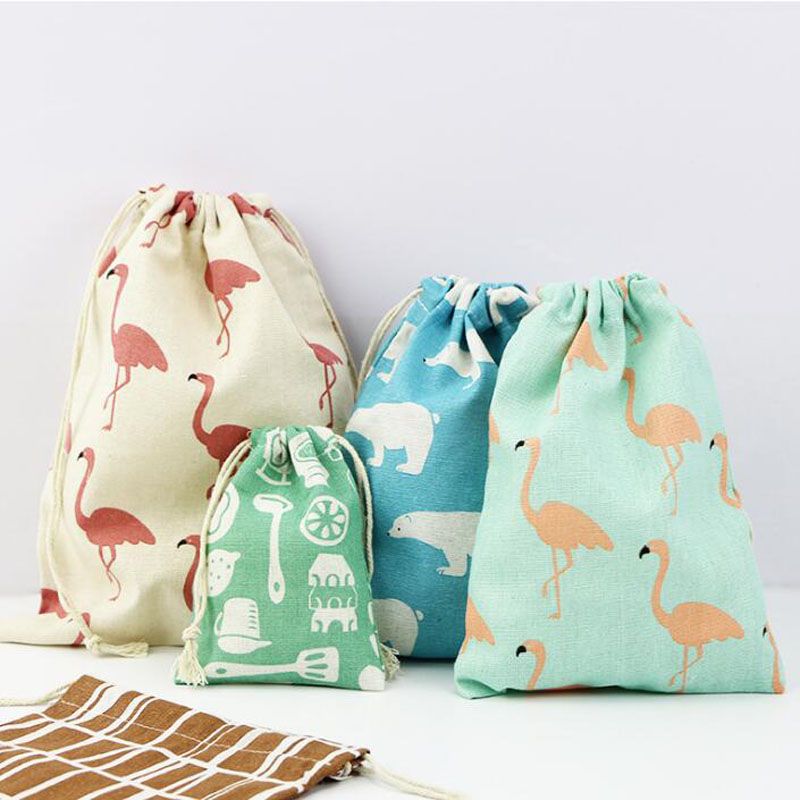 Christmas Gift Bag Storage Bag Cotton Linen Drawstring Bundle Bags