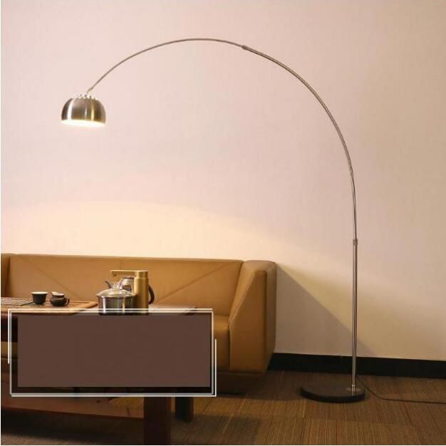 Svitz Modern Tall Standing Lamp Long Fishing Floor For Living Room Light Reading Office Work Study Lighting Chrome E27