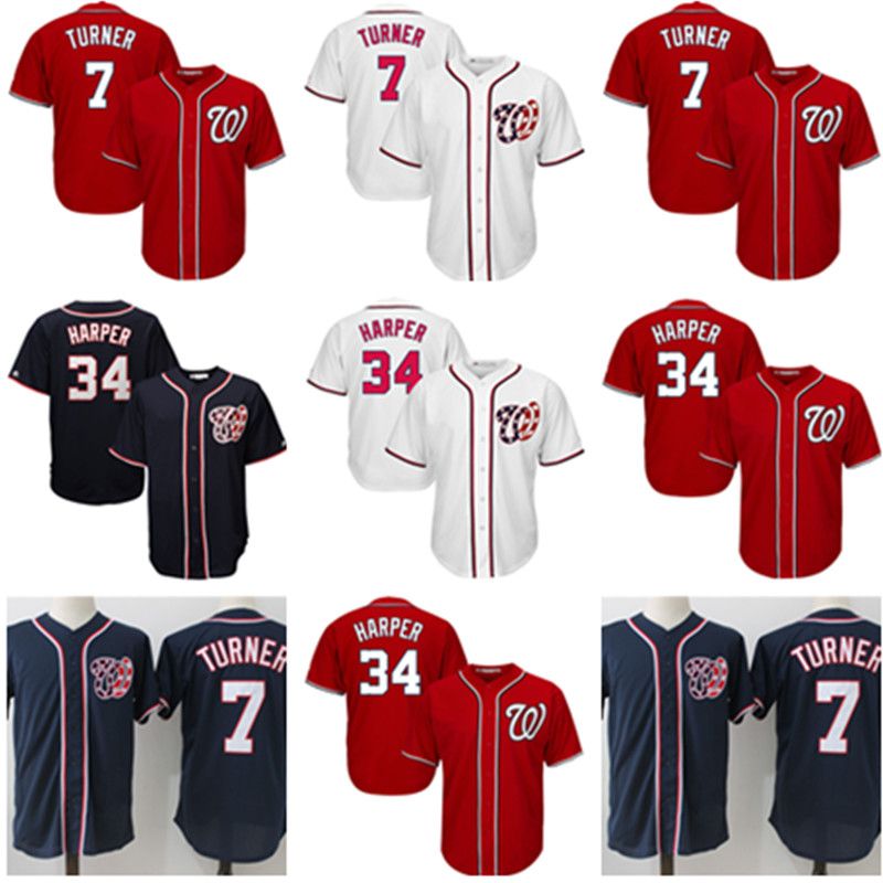 2019 7 Trea Turner Washington Nationals Jersey Men Stitched Baseball