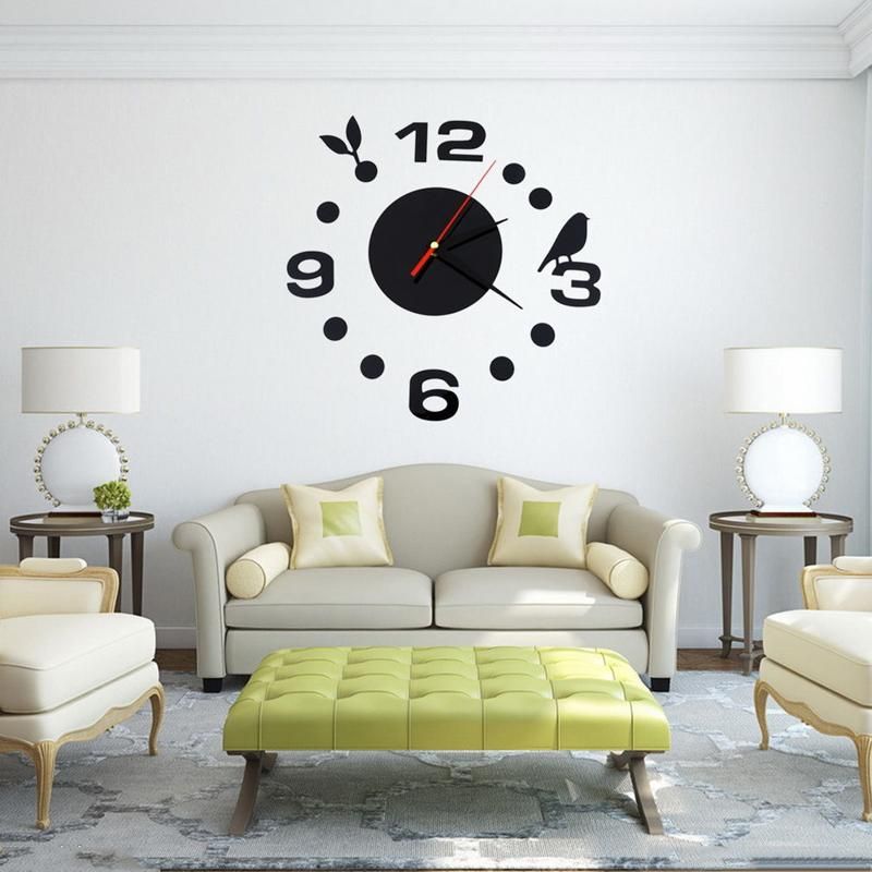 Whole Home Decoration Brief 3d Acrylic Living Room Wall Clock Whole Home Decoration Brief 3d Acrylic Living Room Wall Clock Creative Bird Designer Diy Stickers Black Quartz Clocks Vb506 P56