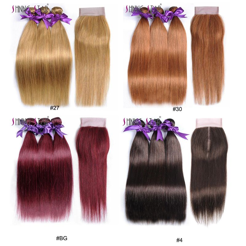 Shining Star Dhgate Remy Brazilian Hair Weave Bundle With Closure