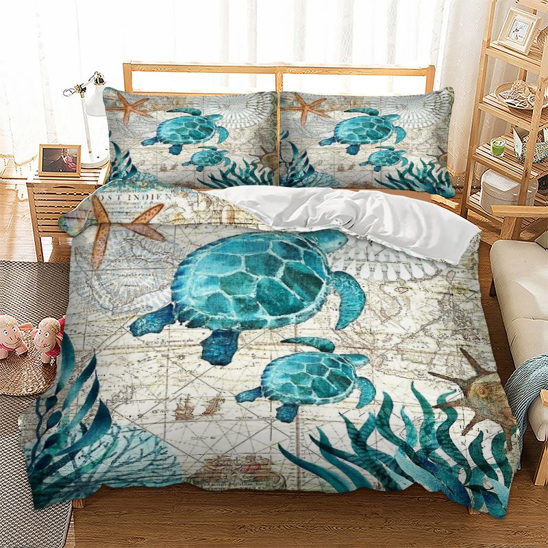 Marine Sea Bay Turtle Bedding Duvet Cover Octopus Dolphin Whale Marine Sea Bay Turtle Bedding Duvet Cover Octopus Dolphin Whale Set Single Twin Full Queen King Size Polyester Bed Linen Sets On