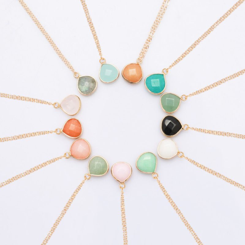 Whole Natural Stone Pendant Necklace Women Luxury Jewelry Long Whole Natural Stone Pendant Necklace Women Luxury Jewelry Long Choker Faceted Agate Crystal Diamond Gold Chain