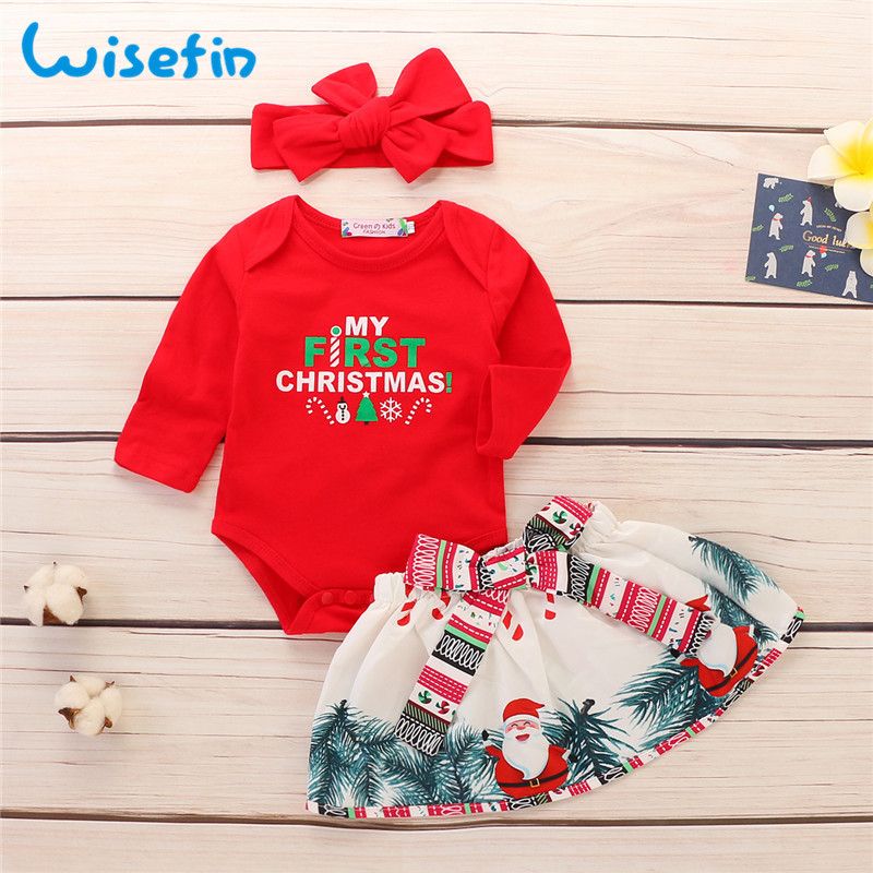 2019 Wisefin Baby Girl Clothes Full Set With Headband Christmas 2019 Wisefin Baby Girl Clothes Full Set With Headband Christmas Newborn Outfits For Girl Red Infant First Birthday Baby Clothing Set Y18100905 From ... - 2019 Wisefin Baby Girl Clothes Full Set With Headband Christmas