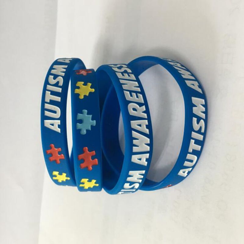 Autism Awareness Silicone Wristband Rubber Bracelets Ink Filled