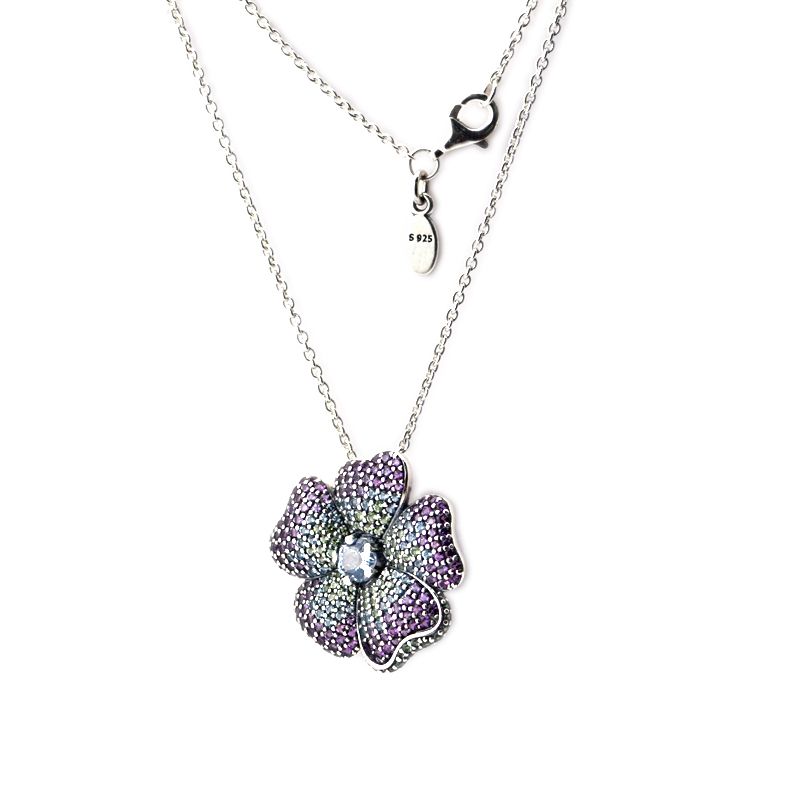 Whole Compatible With Pandora Jewelry 925 Sterling Silver Whole Compatible With Pandora Jewelry 925 Sterling Silver Pendants Glorious Bloom Necklace For Women Original Fashion Pendant Charms Emerald