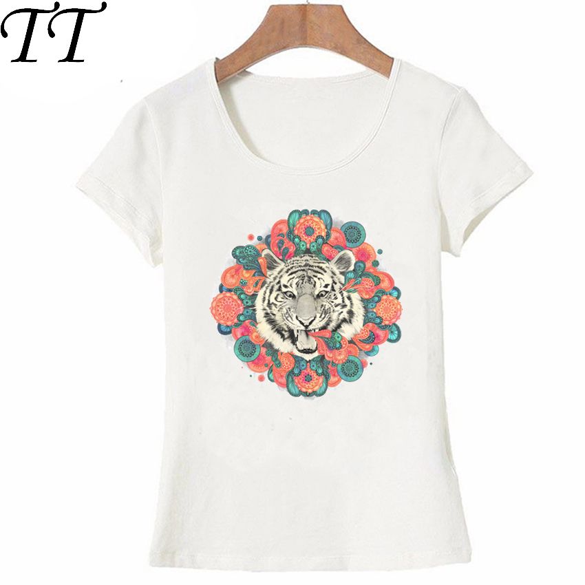Neue Harajuku Bengal Mandala T Shirt Mode Frauen T Shirt niedliche Tiger print Shirt Casual weibliche Tees Sommer Tops Damen Neue Harajuku Bengal Mandala T Shirt Mode Frauen T Shirt niedliche Tiger print Shirt Casual weibliche Tees Sommer Tops Damen