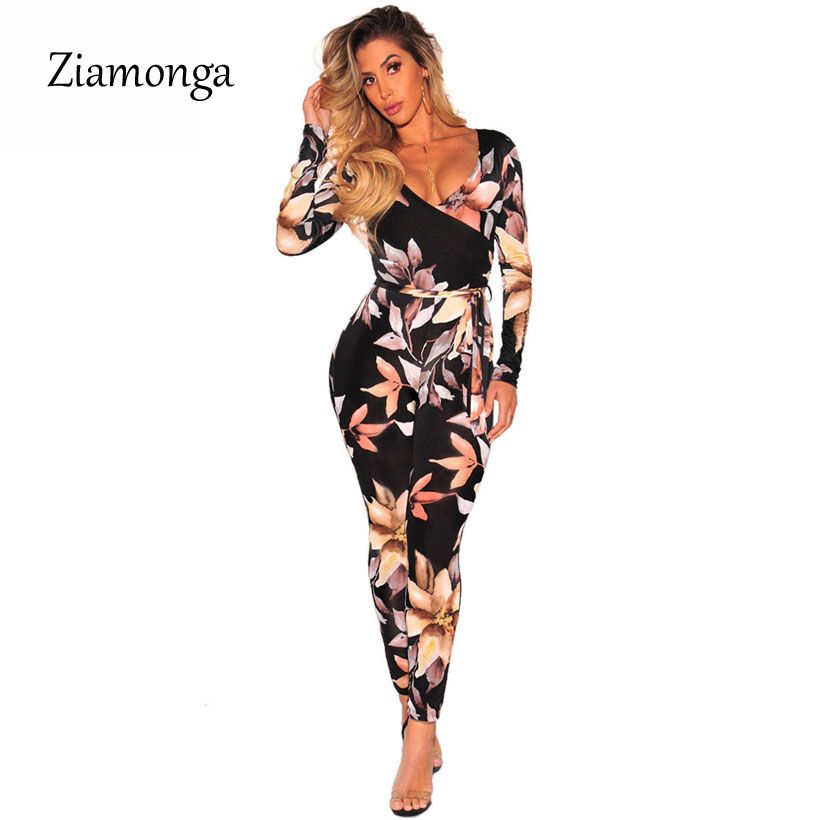 2019 ziamonga new vintage one piece floral printes women jumpsuit printes