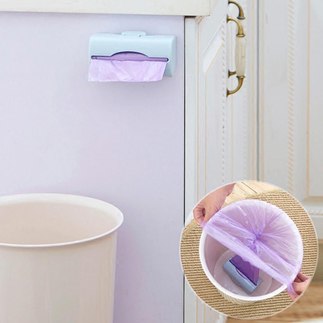 Wall Mounted Garbage Trash Bags Dispenser Plastic Storage Box Rack