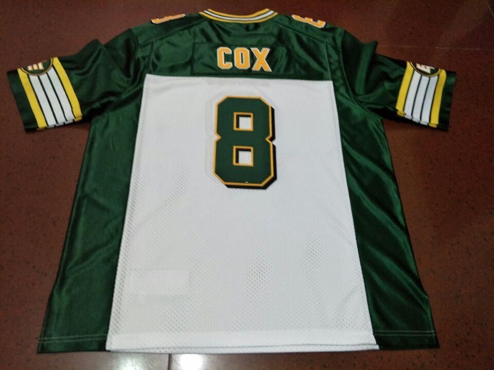 2019 Men Edmonton Eskimos 8 COX White Green Real Full Embroidery