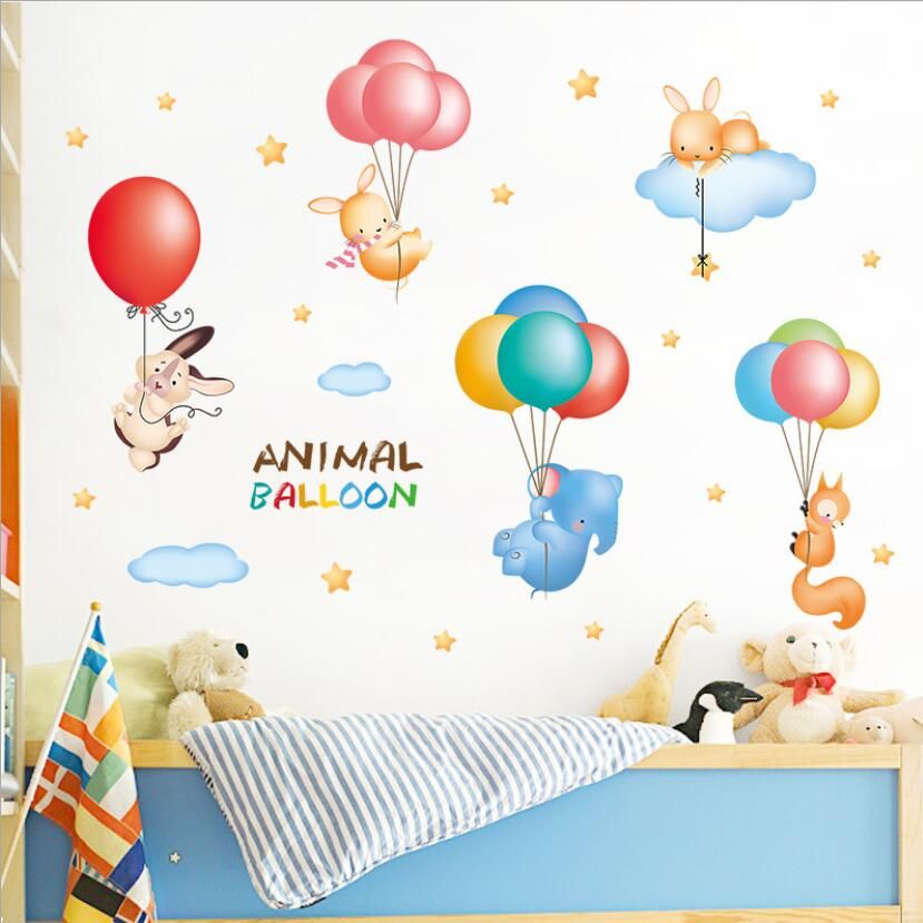 cute rabbit elephant squirrel animal balloons sticker kids rooms